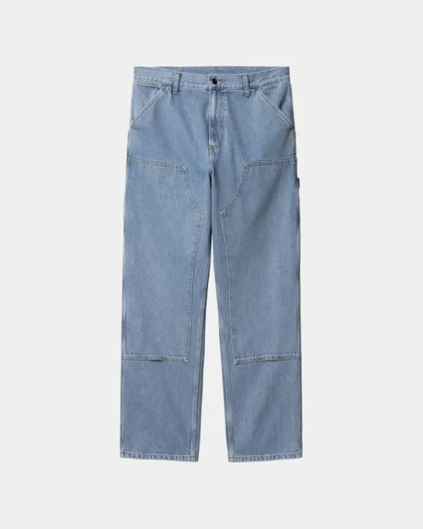 Carhartt WIP Dobbelt Knaebukser - Denim | Bla (Sten Bleget) Cheap