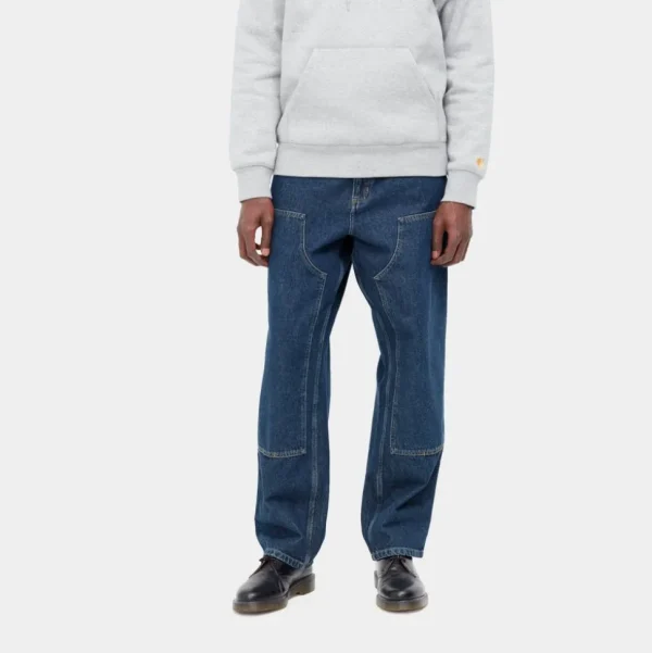 Carhartt WIP Dobbelt Knaebukser - Denim | Bla (Stenvasket) Clearance