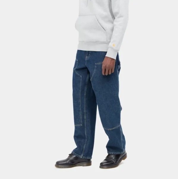 Carhartt WIP Dobbelt Knaebukser - Denim | Bla (Stenvasket) Clearance