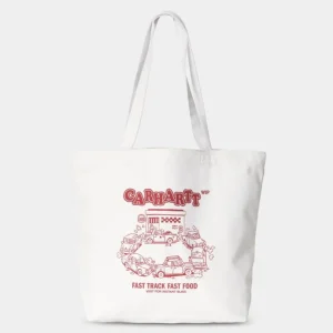 Carhartt WIP Laerred Grafisk Tote | Hvid / Samba Fast Food Print Store