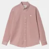 Carhartt WIP Madison Fine Cord Skjorte | Glassyet Pink / Voks Outlet