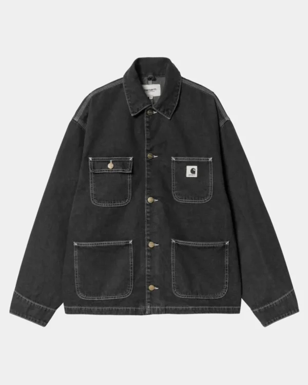 Carhartt WIP Og Michigan Frakke Til Kvinder (Forar) - Denim | Sort (Stenvasket) Outlet