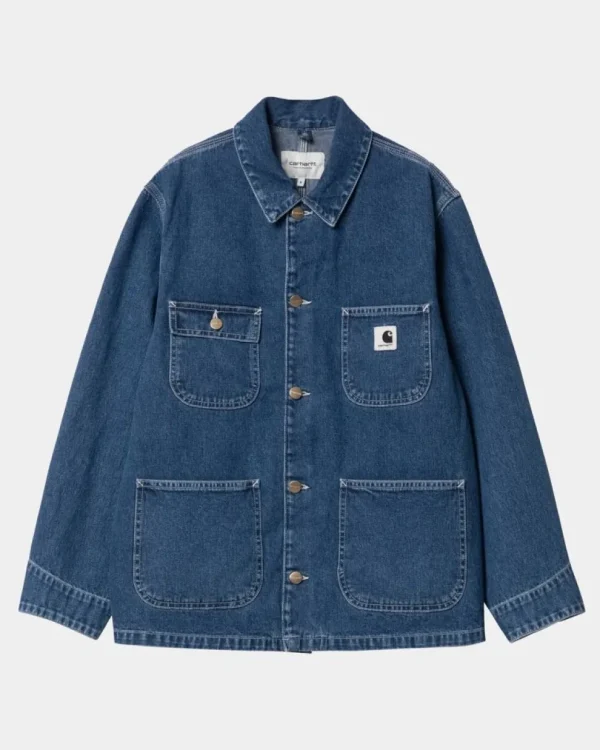 Carhartt WIP Og Michigan Frakke Til Kvinder (Forar) - Denim | Bla (Stenvasket) Store