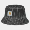 Carhartt WIP Orlean Stripe Bucket Hat | Sort/Hvid (Stenvasket) Sale