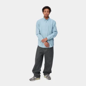 Carhartt WIP Orlean Stripe Bukser | Sort/Hvid (Stenvasket) Clearance