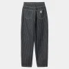 Carhartt WIP Orlean Stripe Bukser Til Kvinder | Sort/Hvid (Stenvasket) Best