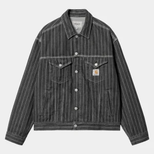 Carhartt WIP Orlean Stripe Jakke | Sort/Hvid (Stenvasket) Online