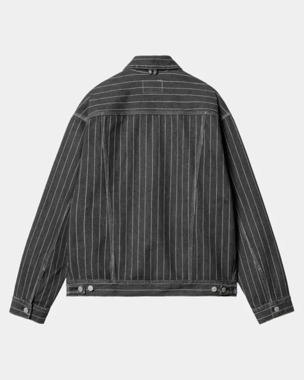 Carhartt WIP Orlean Stripe Jakke | Sort/Hvid (Stenvasket) Online