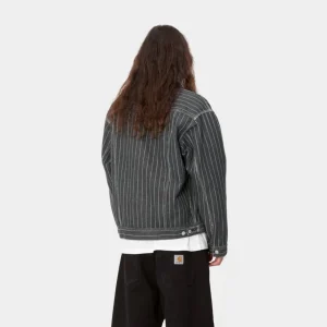 Carhartt WIP Orlean Stripe Jakke | Sort/Hvid (Stenvasket) Online