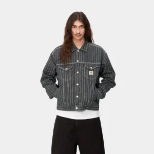 Carhartt WIP Orlean Stripe Jakke | Sort/Hvid (Stenvasket) Online