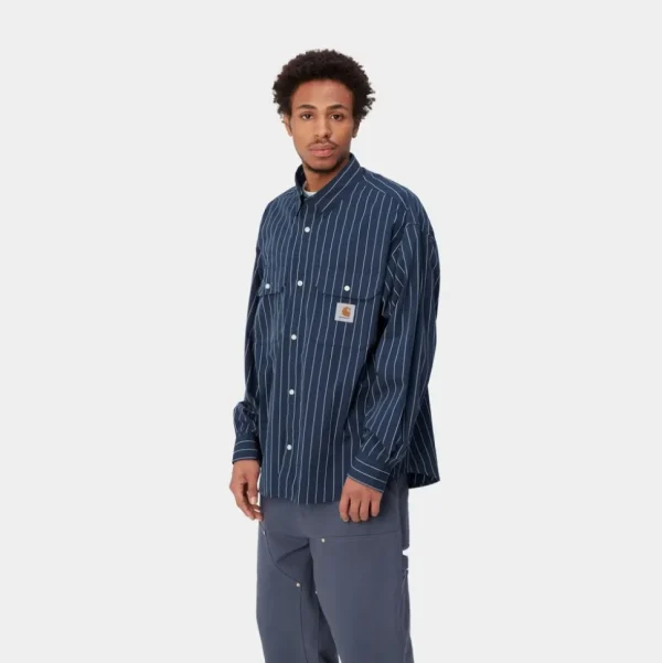 Carhartt WIP Orlean Stripe Skjorte | Bla / Hvid Sale