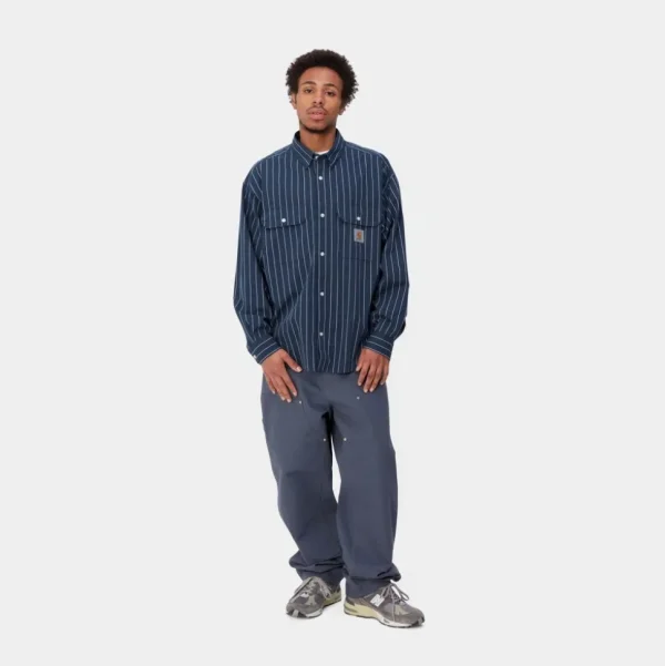 Carhartt WIP Orlean Stripe Skjorte | Bla / Hvid Sale