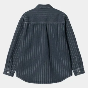 Carhartt WIP Orlean Stripe Skjortejakke | Bla/Hvid (Stenvasket) Sale