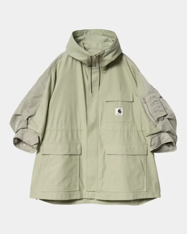 Carhartt WIP Sacai X And X Nylon Twill Frakke | Lysegron / Lys Khaki Clearance