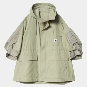 Carhartt WIP Sacai X And X Nylon Twill Frakke | Lysegron / Lys Khaki Clearance