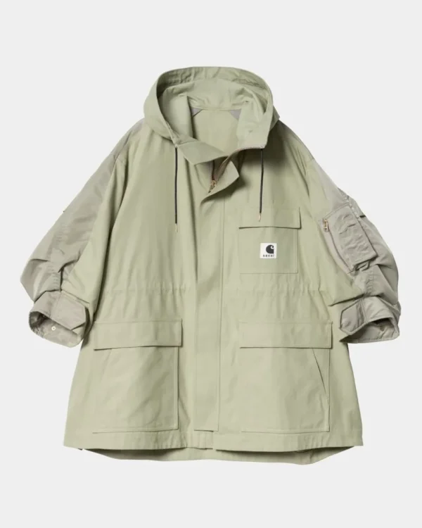 Carhartt WIP Sacai X And X Nylon Twill Frakke | Lysegron / Lys Khaki Clearance