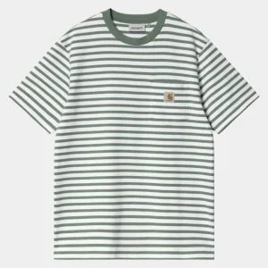 Carhartt WIP Seidler Stripe Pocket T-Shirt | Park / Hvid Fashion