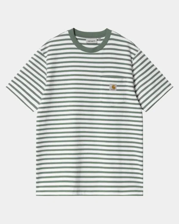 Carhartt WIP Seidler Stripe Pocket T-Shirt | Park / Hvid Fashion