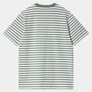 Carhartt WIP Seidler Stripe Pocket T-Shirt | Park / Hvid Fashion