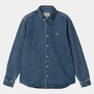 Carhartt WIP Weldon Skjorte | Bla (Heavy Stone Vask) Best