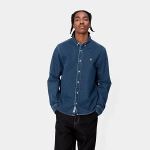 Carhartt WIP Weldon Skjorte | Bla (Stenvasket) Sale