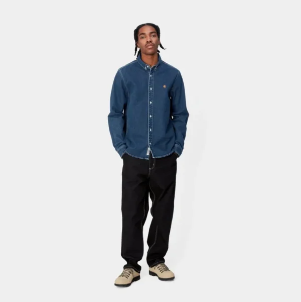 Carhartt WIP Weldon Skjorte | Bla (Stenvasket) Sale